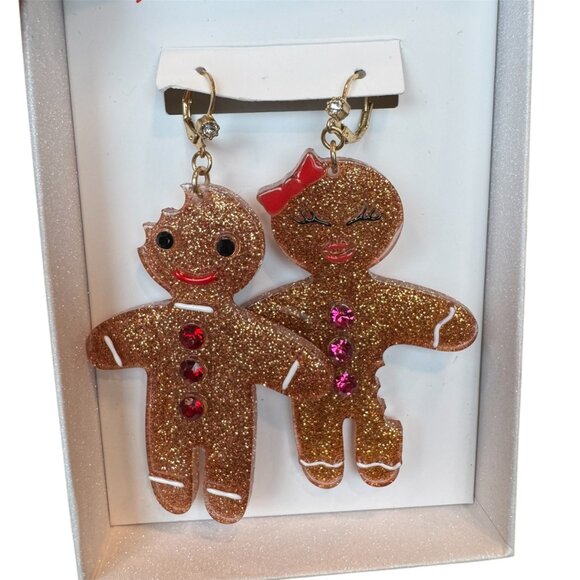 Betsey Johnson Holiday Gingerbread Earrings - NIB - Picture 3 of 6